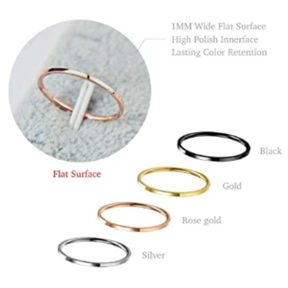 Women's NWT 8pcs Multi-Color Thin Stackable Rings - Picture 2 of 3